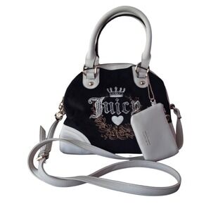 Juicy Couture Heritage Licorice Velour And White Dome Crossbody 
Never Used 9x11